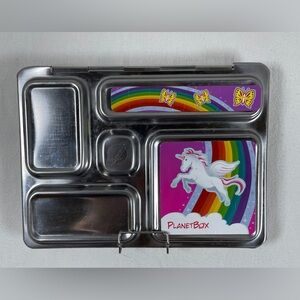 PlanetBox Stainless Steel Lunchbox with 2 Unicorn Design Magnets